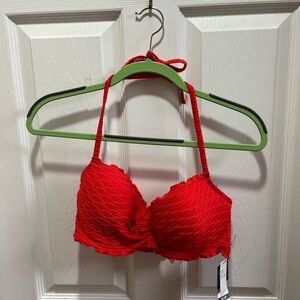 Elegant Red Textured Bikini Top